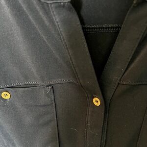 Ellen Tracy Navy Blouse with Gold Buttons Size MED